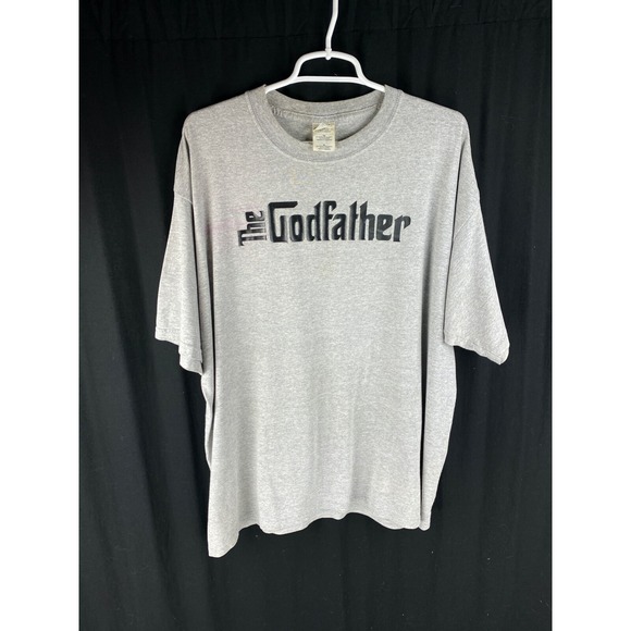 The Godfather Y2K 90s Mafia Movie Promo T-Shirt Size XL Gray Spellout - Picture 3 of 8